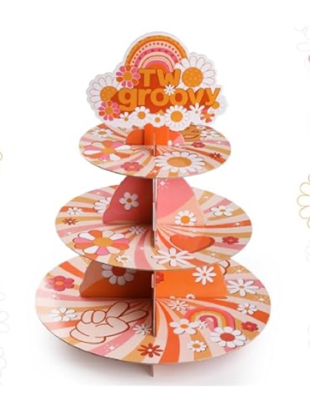 NWT! Groovy Orange Three-Tier Cupcake Stand